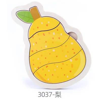 pear Деревянные детские Мультяшные животные движения трехмерные головоломки детские образовательные силы головоломки игрушки нерегулярные - Цвет: pear