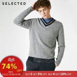 Выбранный мужской зимний свитер с v-образным вырезом с шерстяной цветной полосой S | 418425547