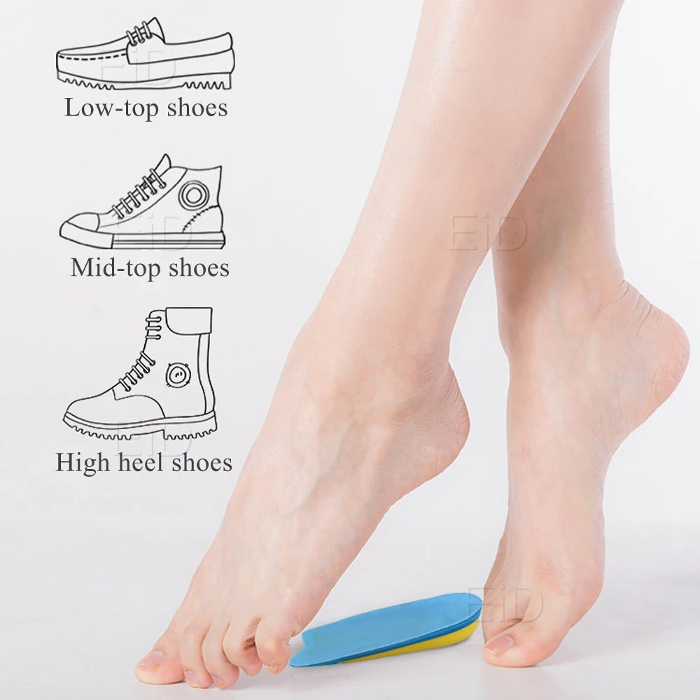 EiD Soft Silicone Gel Insoles for heel spurs pain Foot cushion Foot Massager Care Half Heel Plantar Fasciitis Insole Pad Unisex