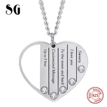 100% 925 sterling silver Custom engraved name pendant DIY birthstone necklace chain for women anniversary Jewelry gifts