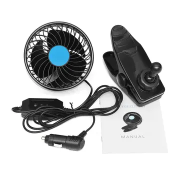 

Hot 12V Mini Electric Portable Vehicle Fan Adjustable Car Air Cooling Dual Head Fan 4W Low Noise Black Car Auto Cool Air Fan Acc