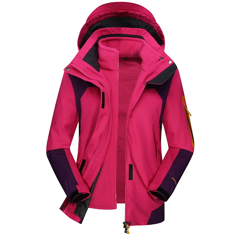 Осень и зима стиль три в одном контрастного цвета повседневная мужская Ветроустойчивая куртка крутая одежда для верховой езды плащ куртка - Цвет: Rose  Women s