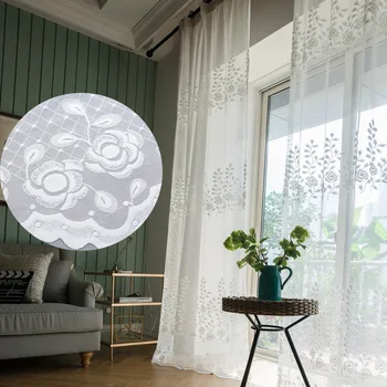 

Flower Jacquard Window Shades for Home 1 Panel White Sheer Curtains for Living Room Bedroom Kitchen Elegant Tulle Curtain Newest