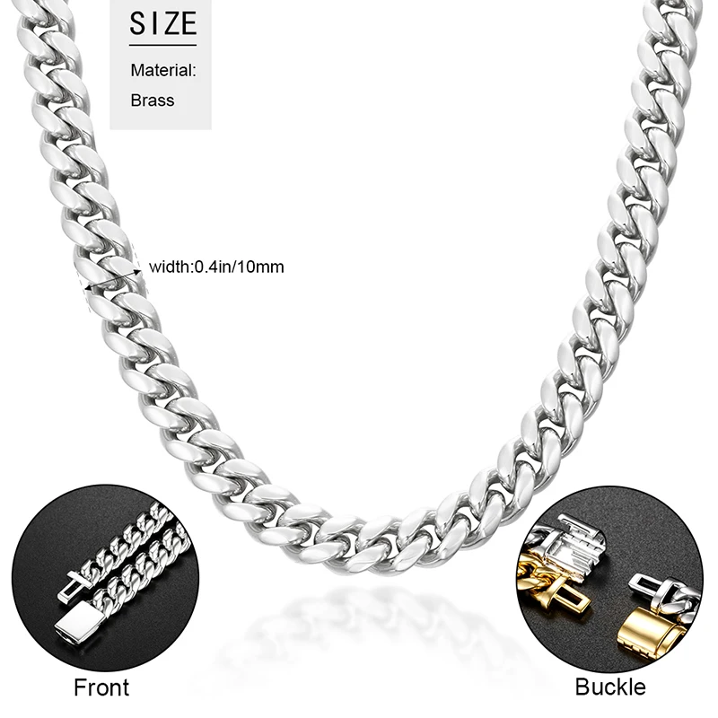 Collana Cubana Uomo In Acciaio Inossidabile MAIBAOTA - Larghezze 3/6/9 Mm - Lunghezza 46/51 Cm - Colori Argento, Oro, Nero