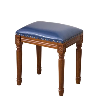 

American furniture solid wood dining chair retro restaurant makeup stool home simple creative European style small leather