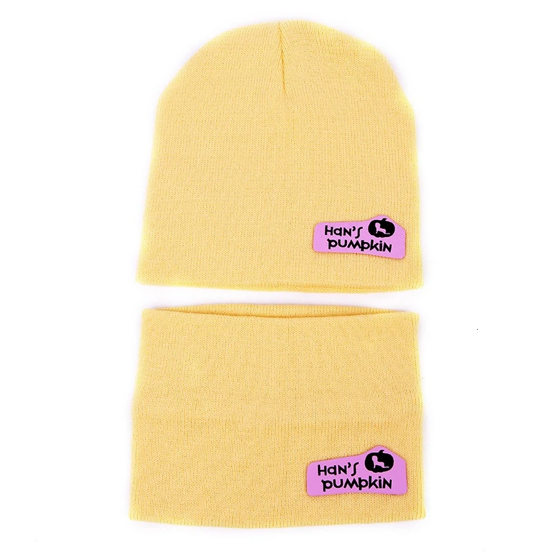 Детские зимние аксессуары, Детский Зимний вязаный набор шапки и шарфа, теплая шапка для От 1 до 8 лет мальчиков и девочек - Цвет: Yellow