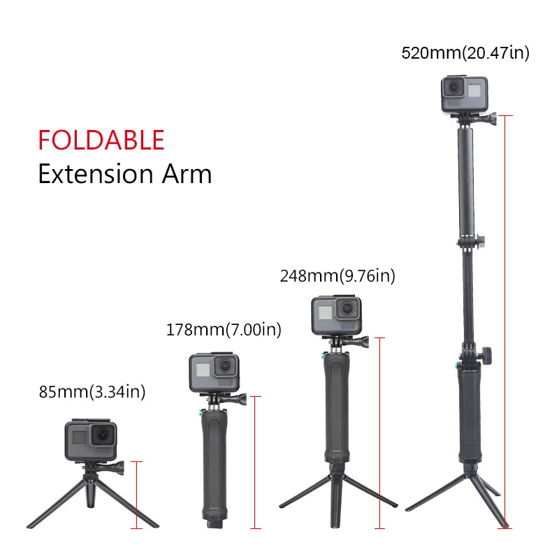3 сторонний водонепроницаемый монопод селфи палка штатив подставка для GoPro Hero 7 6 5