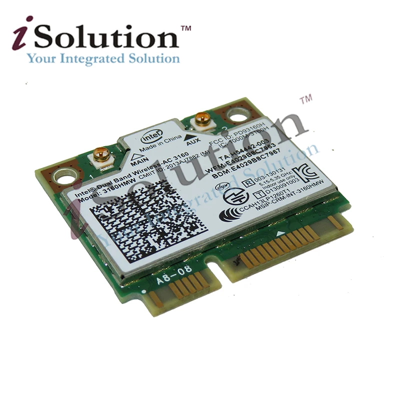 Mini PCI-e Wi-Fi Беспроводной bluetooth карта для ноутбука Dual Band 2 4 ГГц 5 Intel 3160 3160HMW 802.11ac AC +