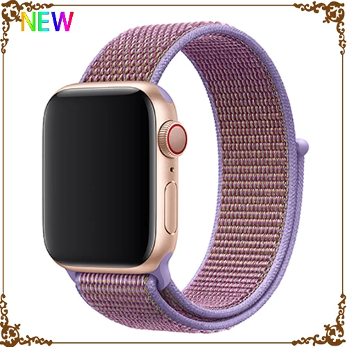 Ремешок для Apple Watch, ремешок для Apple Watch 5, 4, 44, мм, 42 мм, iwatch band 3, 2, 5, 42 мм, 38 мм, Спортивная петля, correa, нейлоновый ремешок для часов - Цвет ремешка: New Lilac 4