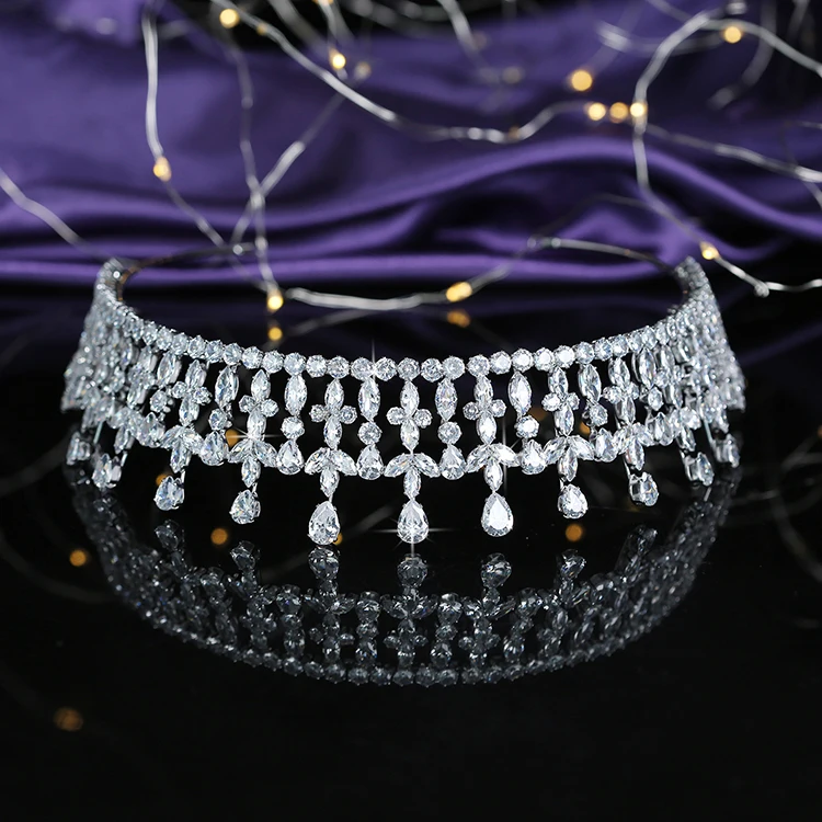 Tiaras And Crown HADIYANA Trendy Plant Design Women Wedding Hair Jewelry Fashion Party Hair Accessories Zircon BC5610 Corona