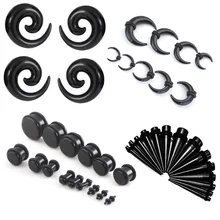 2 шт. Акриловые Поддельные спиральные ушные конусы тоннель пробки пирсинг несколько стилей черные серьги измерительные приборы расширитель носилки ювелирные изделия для тела