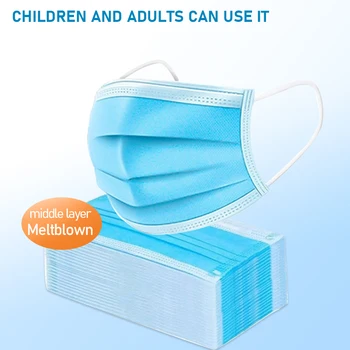 

100PCS Mask Filter Face Mouth Protect 3 Layers Dustproof Earloop Non Woven Mouth Masks Dropshipping