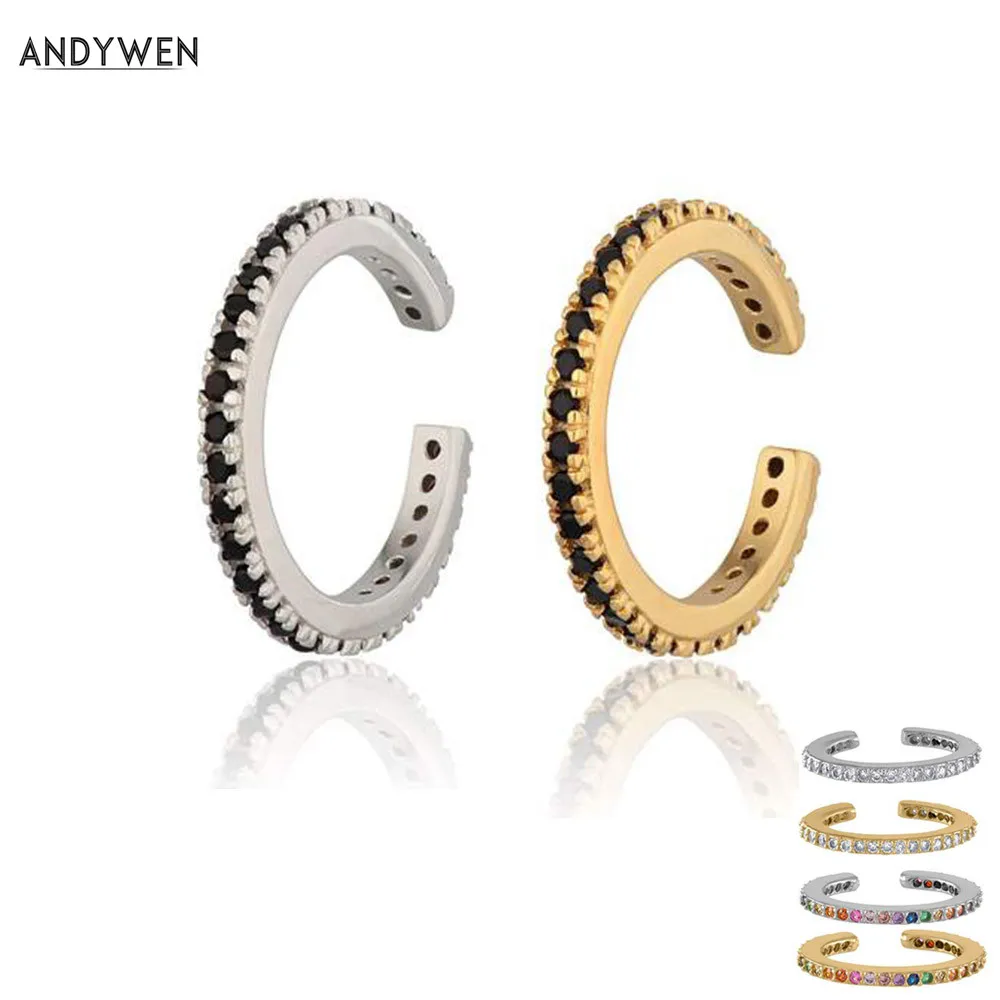 Серьги-клипсы ANDYWEN из стерлингового серебра 925 пробы серьги-гвоздики без пирсинга