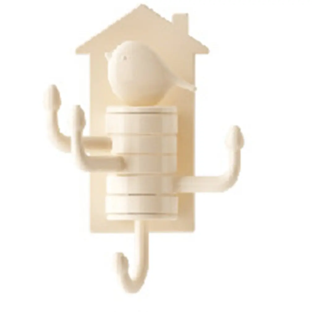 

Creative wall hooks bird decoration Plastic wood grain hooks bedroom door after animals Hooks 3D coat hook single wall hanger