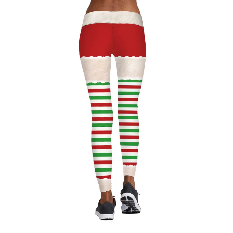 Евроамериканский и Европейский блокбастер Рождество полоса цифровая печать бег фитнес s танец брюки леггинсы