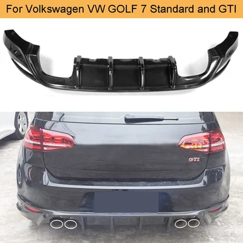

Carbon Fiber Car Rear Bumper Diffuser Lip Spoiler For Volkswagen VW Golf 7 VII Standard And GTI 14-16 Black FRP Four Outlet