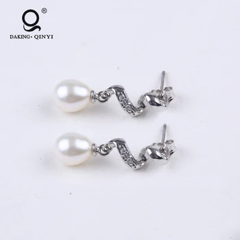 

Womens 925 Sterling Silver Natural Freshwater Pearl Pendant Earrings