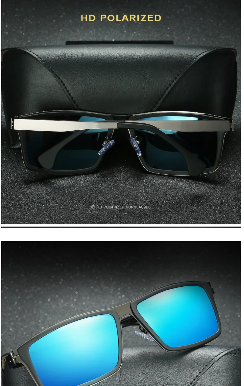 Q·VISELD Polarized Sunglasses Men Square Mirror Metal Sun Glasses Fashion Classic UV400 High Quality Driving Sunglass