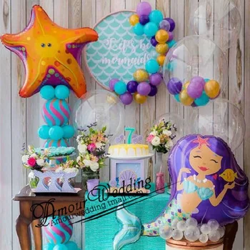 

Mermaid Theme Party Decorations Letter Mermaid Balloons Happy Birthday Girl Theme Princess Decoration Air Globos Party Supplies