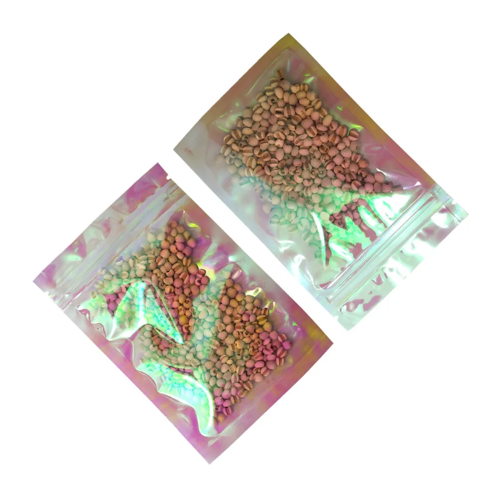 

Holographic Gifts Pouches Jewelry Accessories Toy Storage Rainbow-colored Ziplock Package Bag Iridescent Packaging Plastic Bags