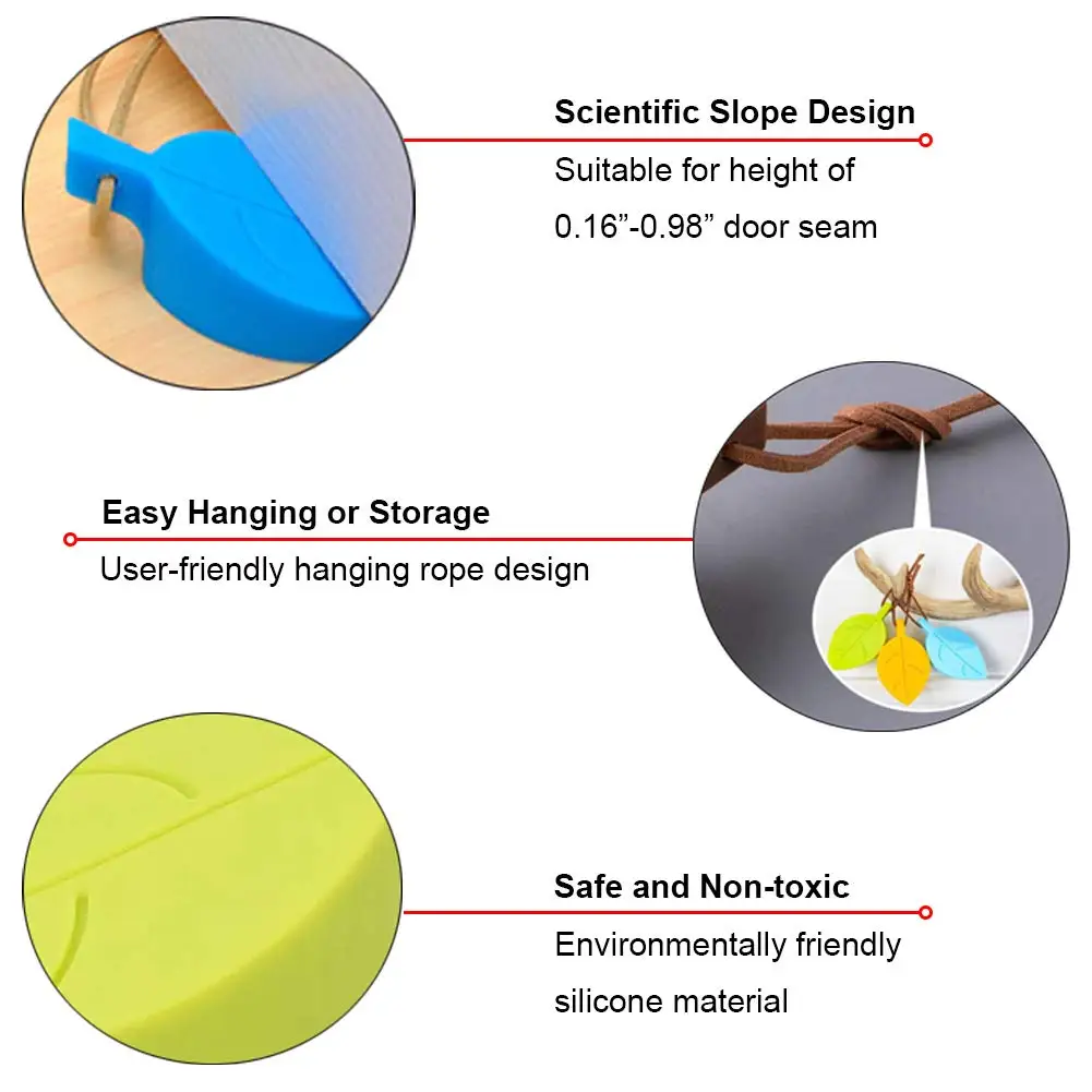 4 Pack Baby Door Stopper Wedge Finger Protector Kids Edge & Corner Guards Protector with Colorful Leaf Style for Baby Safety