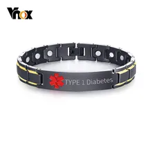 Vnox, здоровые медицинские браслеты для мужчин, гравировка, стильные магнитные био-Энергетические Браслеты, Ювелирные изделия на запястье 8,66"