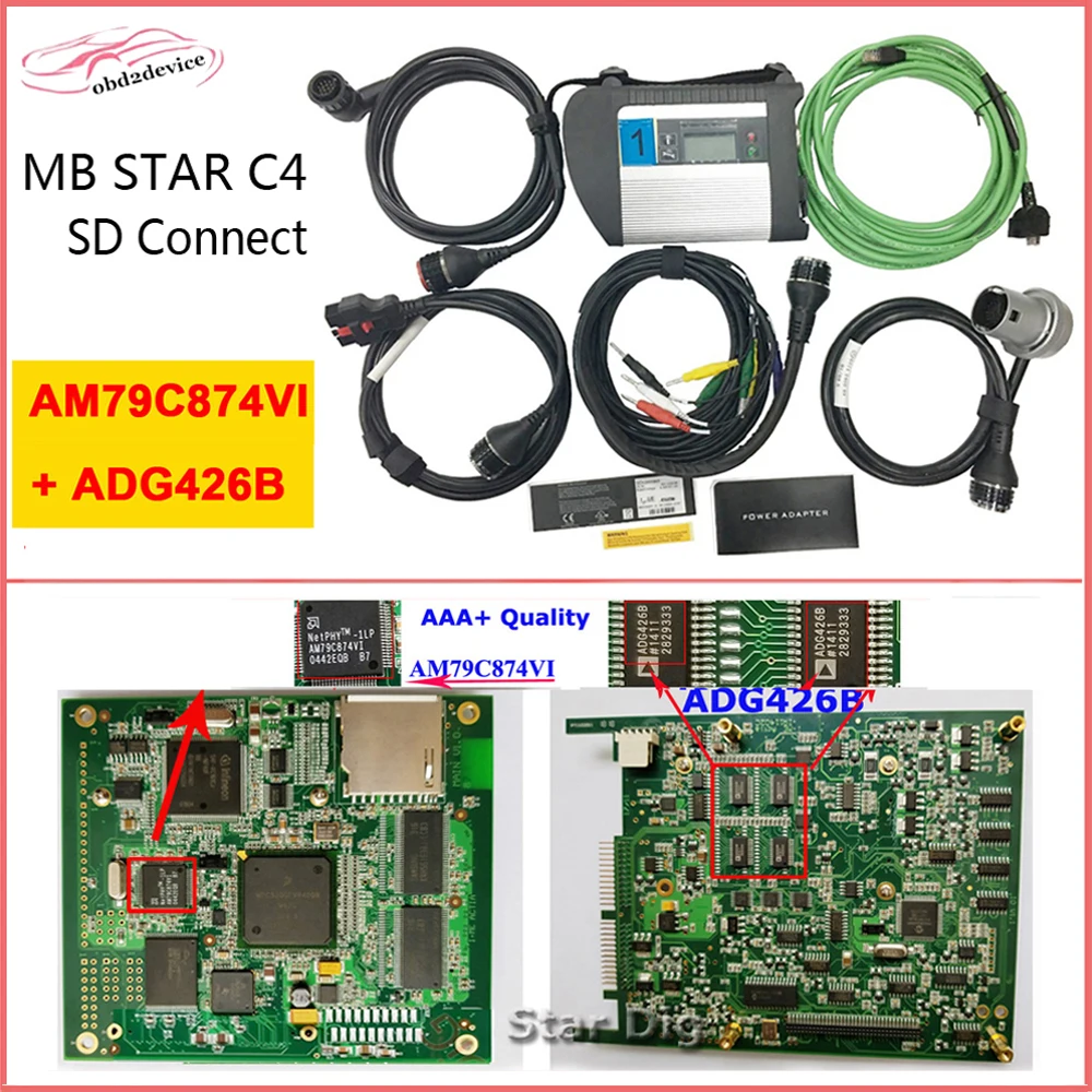 S+++ quanlity MB Star C4 sd Подключение ADG42 чип+ AM79C874VI компактный SD C4 автомобильный диагностический сканер ADG426 C4 для 12 В 24 в авто