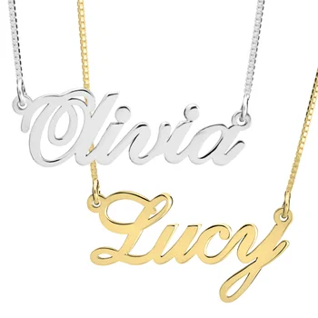 

Personalized Name Necklace Customized Nameplate Necklaces Box Chain Stainless Steel Old English Style Jewelry Love Best Gifts