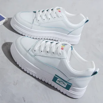 

SWYIVY Casual White Shoes Women Flat White Sneakers 2020 Spring Chunky Sneakers For Women Med Heel Ladies Shoe Fashion Female Sh