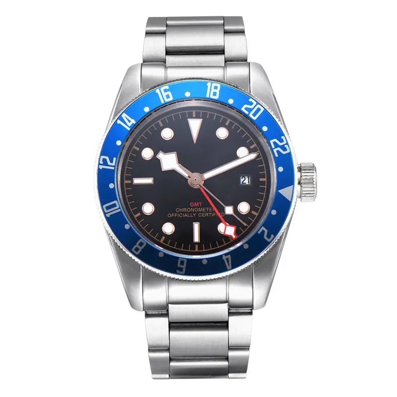 Часы наручные GMT мужские с сапфировым стеклом стерильные роскошные механические