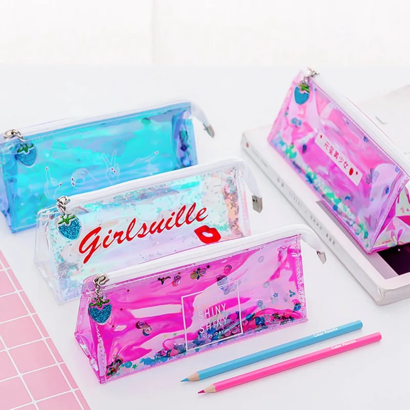1Pcs Kawaii Pencil Case Cartoon laser Gift Estuches School Pencil Box Pencilcase School Supplies Stationery