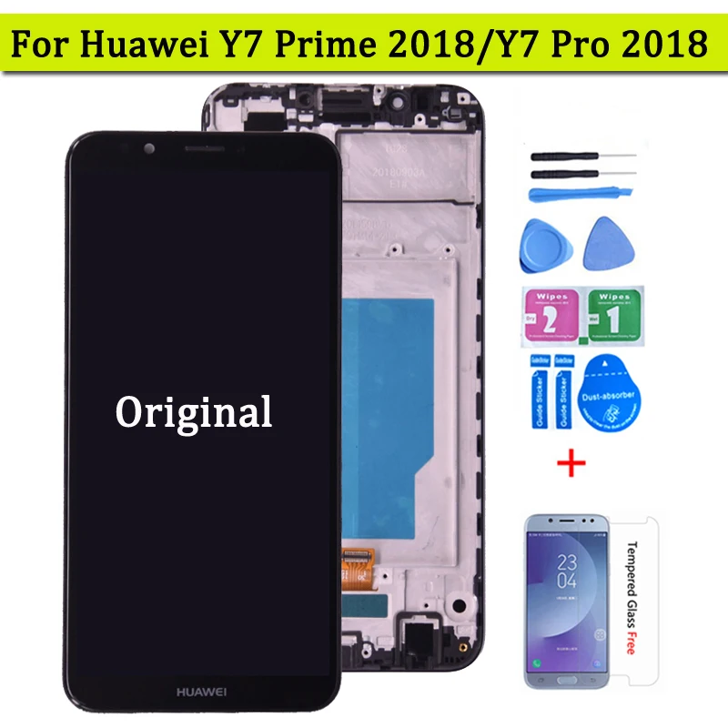 Для HUAWEI Y7 Pro 2018 ЖК-дисплей с сенсорным экраном дигитайзер в сборе рамкой Prime