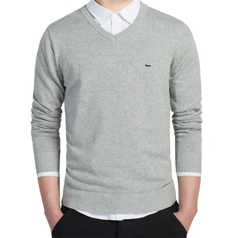 Brand Clothing New Spring Sweater Men Harmont V-neck Long Sleeve Solid Pull Embroidery Blaine Pullover Men Sweaters 3