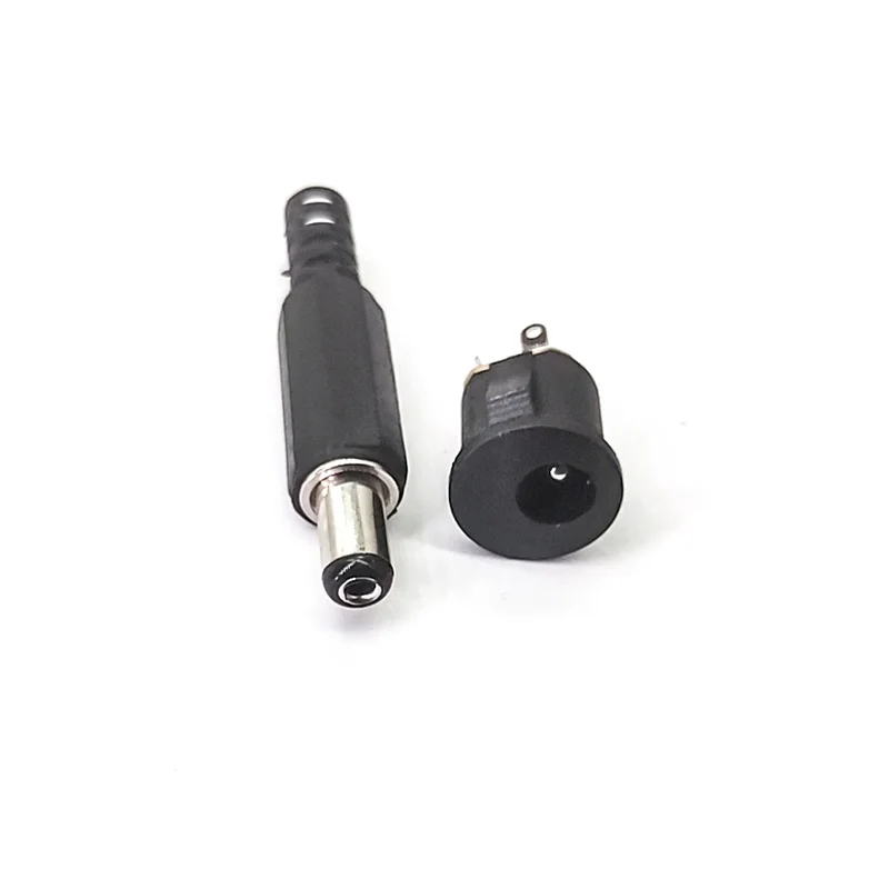 10PCS (5Pairs)DC022K 12V 3A 5.5 x 2.1mm Plastic Male Plugs DC Power Socket Female Jack Screw Nut Panel Mount Connector 5.5*2.1MM