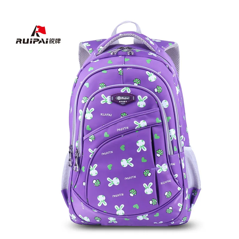 Purple School Children Cartoon Bags Elementary School Backpack For Girls Orthopedic Backpacks Kids Schoolbag Backpack Mochila Infantil - Цвет: Purple