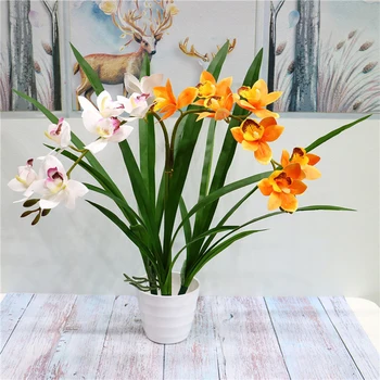 2 Fork 3d Print Butterfly Orchid Plastic Fake Flower Artificial Flower Home Wedding Party Decoration Supplies Props ACC04