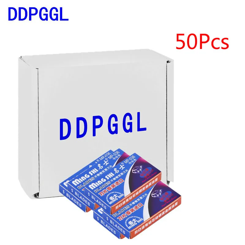 

DDPGGL 50Pcs Men Double Edge Stainless Steel Safety Razor Blades For Shaving Manual Razor Blades Replacement Blade