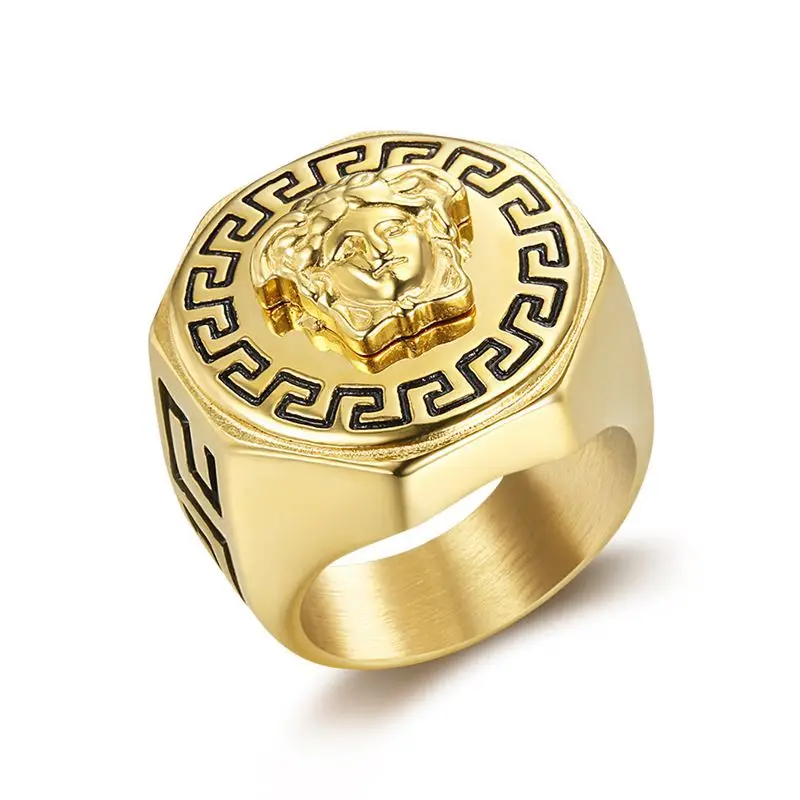 see chart 316 Stainless steel ancient Greek Myth Snake Hair Devil Ring Men's Titanium steel Ring - Цвет основного камня: see chart