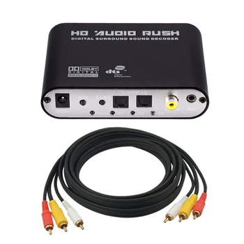 

1Pcs 3 RCA Male To 3 RCA Male M/M o Cable Cord 3 Meters & 1Pcs 5.1 CH o Decoder SPDIF Coaxial To RCA DTS AC3