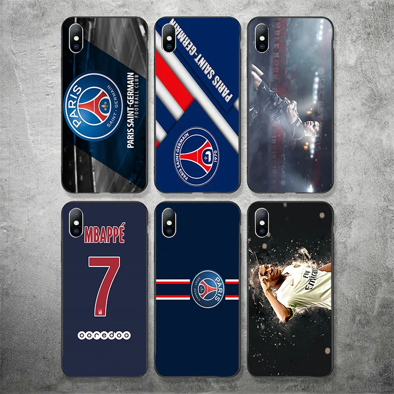 Чехол для телефона FC Париж PSG iphone XR 11 Pro XS Max X 5 5S черный DIY мягкий чехол Mbappe SE 7 8 6 6S