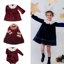 Детское платье; Новое Осеннее Брендовое кружевное платье с длинными рукавами для девочек; платья для маленьких детей в стиле ретро; благородная Рождественская одежда; костюм принцессы