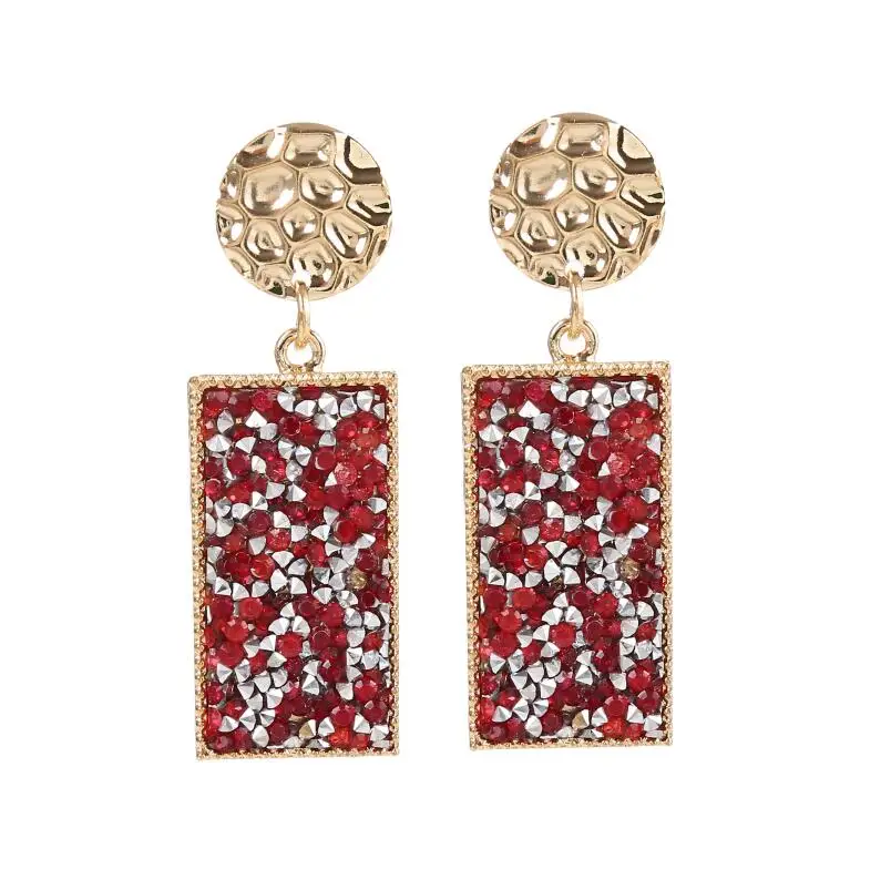 ju red rhinestone Модные Подвесные серьги большие геометрические Висячие золотые серьги для женщин вечерние ювелирные изделия - Окраска металла: ju red rhinestone