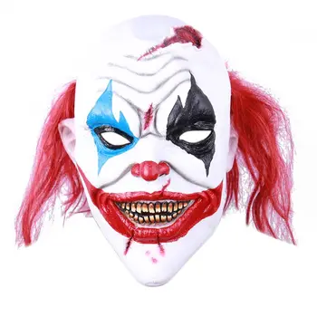 

Halloween Scary Zombie Clown Mask Red Hair Nose Horrible Masks Masquerade Party