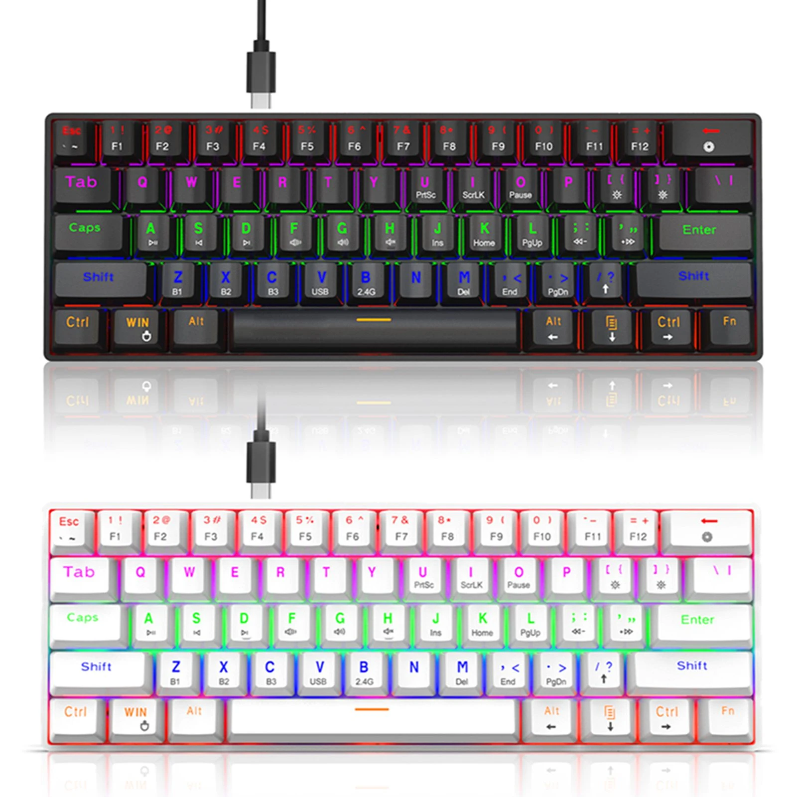 61キーのメカニカルゲーミングキーボード ワイヤレスおよび有線 Bluetooth 3つのモード ラップトップpc用 キーのアンチゴースト機能 2 4g キーボード Aliexpress