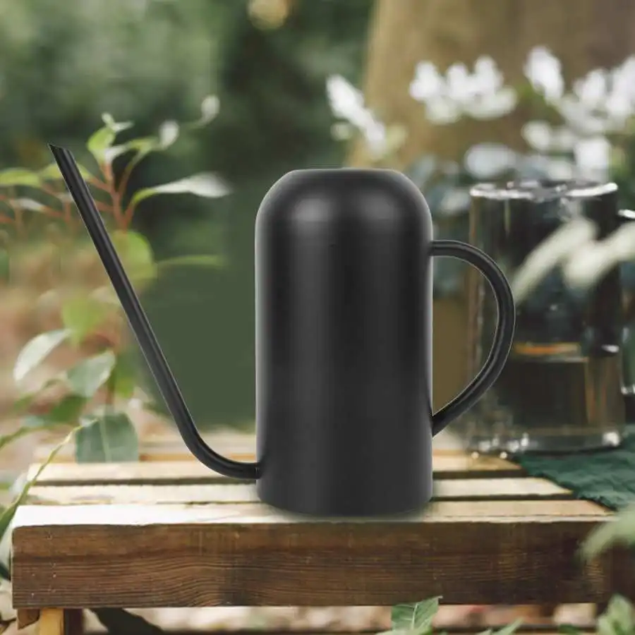 1.5L Stainless Steel Long Spout Watering Pot for Garden Flowers Plants Irrigation Tool Black Garden Watering Can