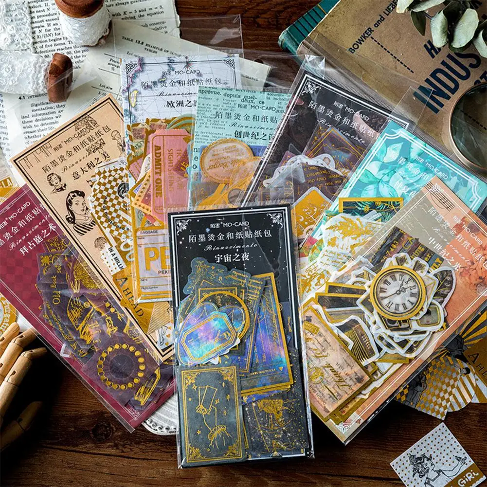 

new 60Pcs Universe Vintage Papers Stickers Middle Ages Pattern Sticker DIY Scrapbook Album Decor Diary Stationery Album Stickers
