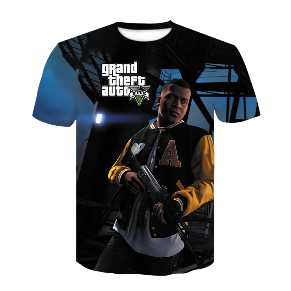 Новинка 2021 футболка с 3D принтом Grand Theft Auto Game Gta 5 для мужчин женщин и детей коротким