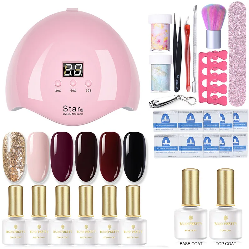 Set 5 Маникюрный набор BORN PRETTY с 8 шт. гель-лаком 6 Вт/36 Вт УФ лампа сушилка машина для удаления геля пилочка для ногтей Набор для ногтей - Цвет: Set 5