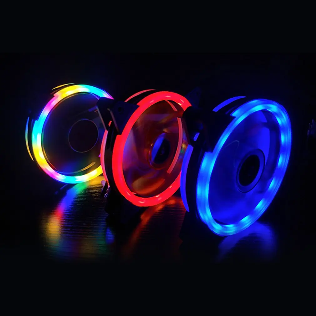 120mm PC Computer Case Fans Ultra Silent LED Cooling Fan 12VDC 3P IDE 4Pin Radiator CPU Cooler Fan With Anti-Vibration Rubber