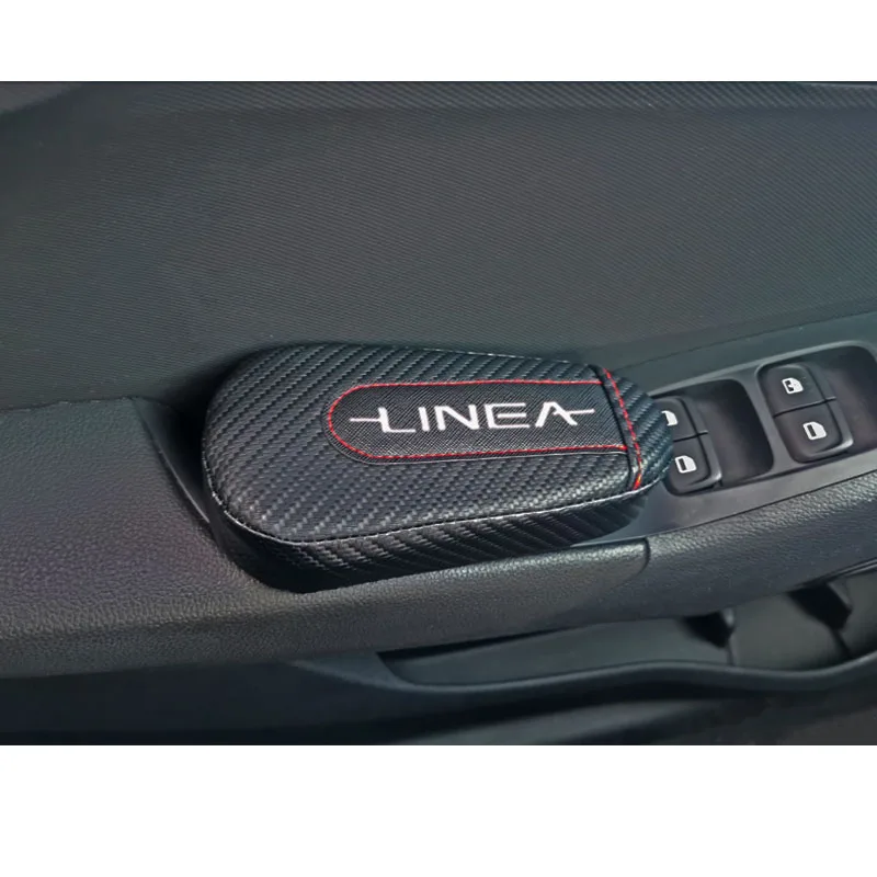 Автомобильный Стайлинг для Fiat Linea, 1 шт., углеродное волокно, кожа, подушка для ног, наколенник, подлокотник, Накладка для интерьера, автомобильные аксессуары